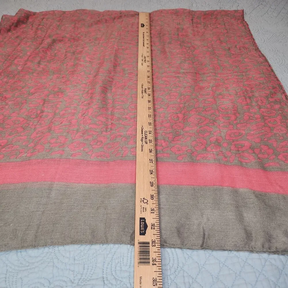 Pink and Gray Cotton Scarf Animal Pattern Lightweight Soft Spring Wrap